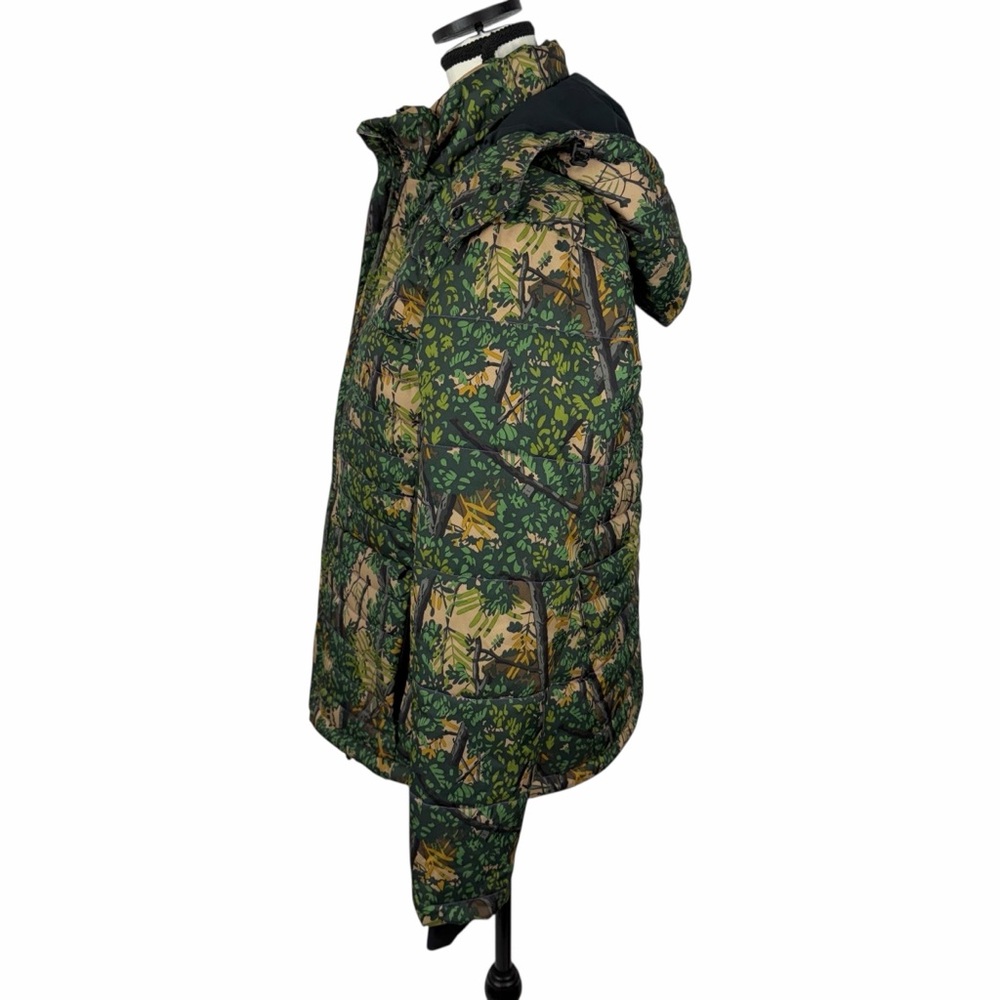 Bushlan Camo Insulated Puffer Jacket S Hooded Hunting Coat Woodland Leaf Print - Picture 5 of 14